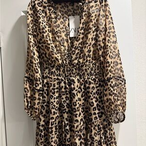 Zara leopard baby doll dress Nwtags xs